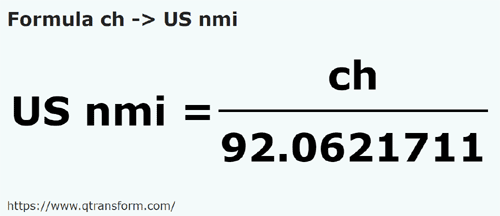 formulu Zincir ila ABD deniz mili - ch ila US nmi