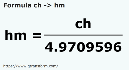 formula łańcuch na Hektometry - ch na hm