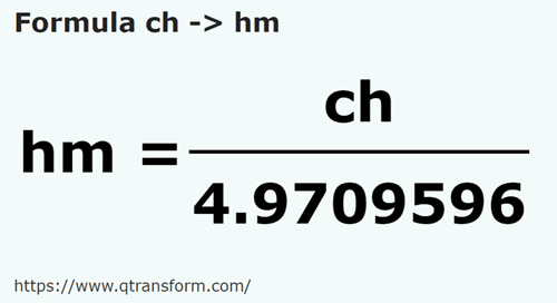 formule Chaînes en Hectomètres - ch en hm