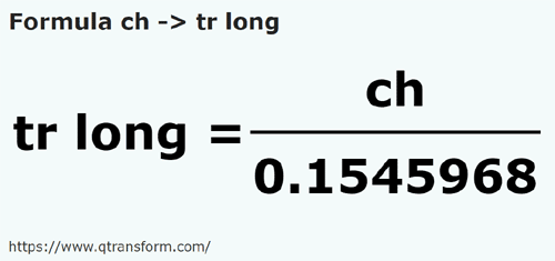 formula Rantai kepada Kayu pengukur panjang - ch kepada tr long