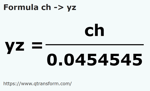 formula Chains to Yards - ch to yz