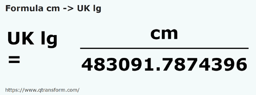 formula сантиметр в Ли́га Великобритании - cm в UK lg
