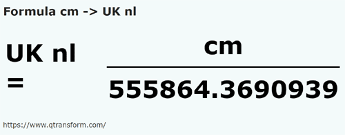 formula сантиметр в Британская морская лига - cm в UK nl