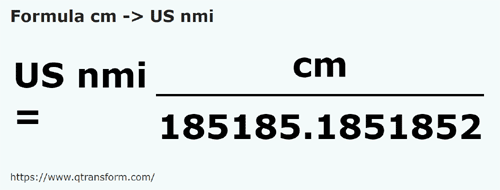 formula сантиметр в Милосердие ВМС США - cm в US nmi