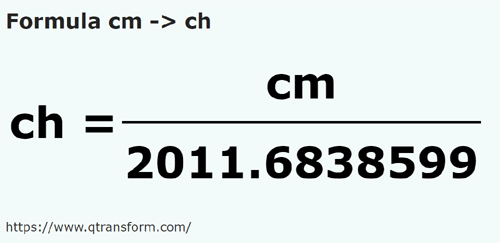 formule Centimètres en Chaînes - cm en ch
