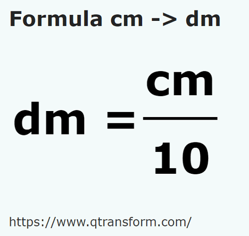 formula Centymetry na Decymetry - cm na dm