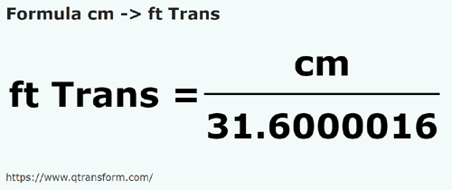 formula Centymetry na Stopy (Transylwania) - cm na ft Trans