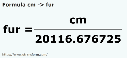 formula сантиметр в фарлонги - cm в fur