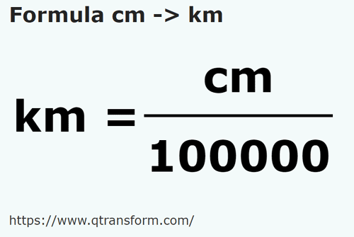 formula Centímetros a Kilómetros - cm a km
