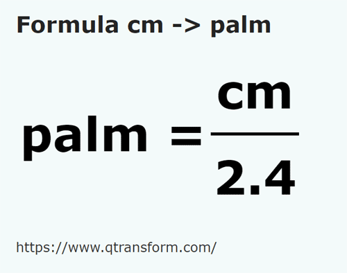 formula Sentimeter kepada Tapak tangan - cm kepada palm