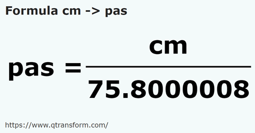 formula Sentimeter kepada Langkah - cm kepada pas