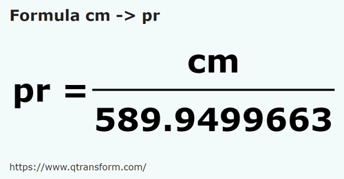 formula Centímetros em Varas - cm em pr
