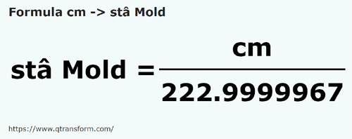 formula Sentimeter kepada Stânjeni (Moldavia) - cm kepada sta Mold