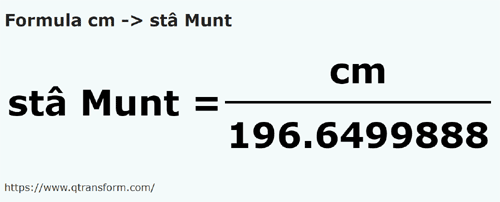 formula Sentimeter kepada Stânjeni (Muntenia) - cm kepada sta Munt