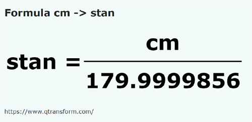 formula Centímetros a Stânjenes - cm a stan