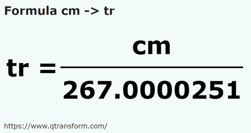 formula Sentimeter kepada Kayu pengukur - cm kepada tr