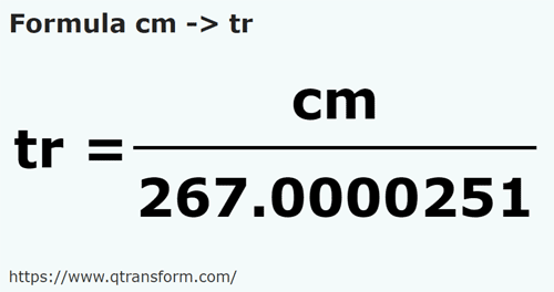 formula Centimetri in Canna - cm in tr