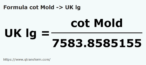formule Coudèes (Moldova) en Lieues britanniques - cot Mold en UK lg