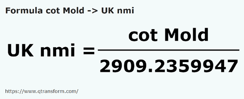 formula Codos (Moldova) a Millas marinas británicas - cot Mold a UK nmi