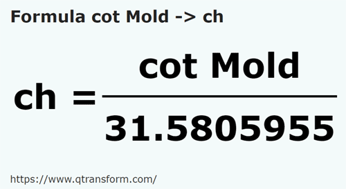 formula Côvados (Moldávia) em Cadeias - cot Mold em ch