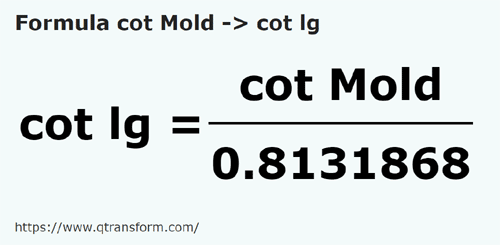 formula локоть (Молдова в Длинный локоть - cot Mold в cot lg