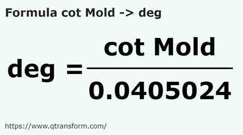 formula Côvados (Moldávia) em Dedos - cot Mold em deg