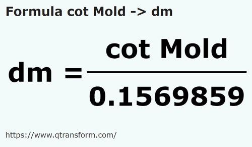 formula локоть (Молдова в дециметр - cot Mold в dm