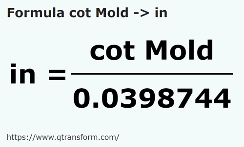 umrechnungsformel Ellen (Moldova) in Zoll - cot Mold in in