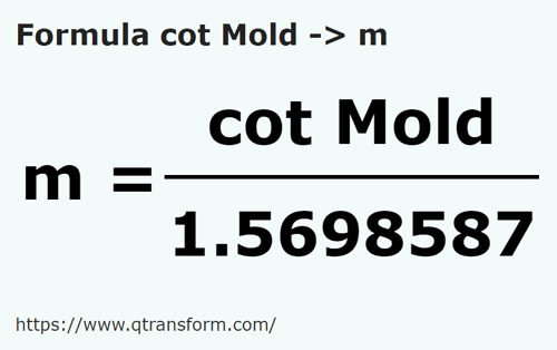 formula Côvados (Moldávia) em Metros - cot Mold em m