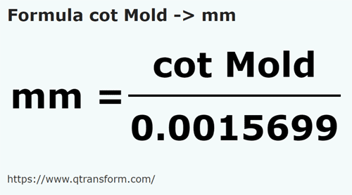 formula łokieć Mołdawia na Milimetry - cot Mold na mm