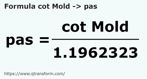 formula локоть (Молдова в шаги - cot Mold в pas