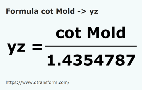 formula Cubits (Moldova) to Yards - cot Mold to yz