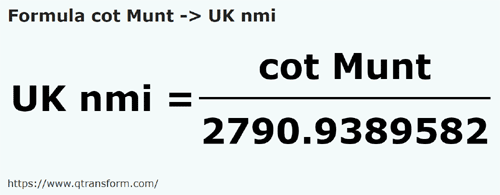 formulu Arşın Muntenia ila BK deniz mili - cot Munt ila UK nmi