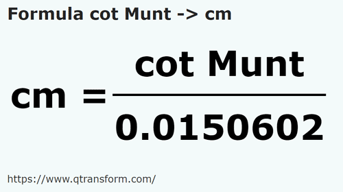 formula Hasta (Muntenia) kepada Sentimeter - cot Munt kepada cm