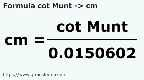 formulu Arşın Muntenia ila Santimetre - cot Munt ila cm