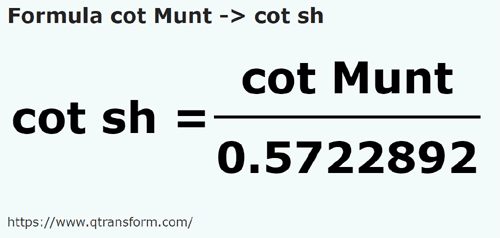 formula Hasta (Muntenia) kepada Hasta yang pendek - cot Munt kepada cot sh