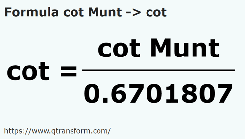 formula локоть (Гора) в Локоть - cot Munt в cot