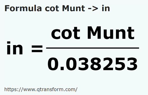 formula Cubito (Muntenia) in Pollici - cot Munt in in