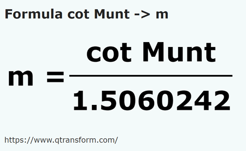 formula Hasta (Muntenia) kepada Meter - cot Munt kepada m