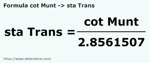 umrechnungsformel Ellen (Muntenia) in Stânjeni (Transilvania) - cot Munt in sta Trans