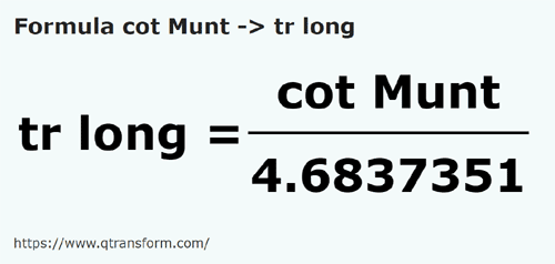 formula Cubits (Muntenia) to Long reeds - cot Munt to tr long
