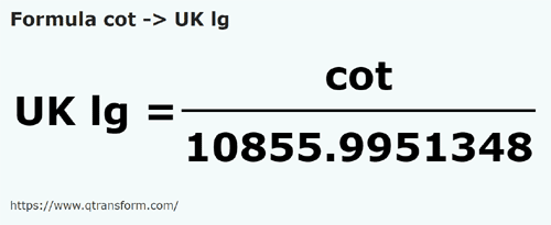 formula Coți in Leghe britanice - cot in UK lg
