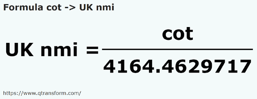 formula łokcie na Mila morska brytyjska - cot na UK nmi