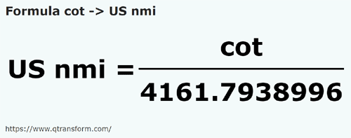 formula Cubito in Migli nautici US - cot in US nmi