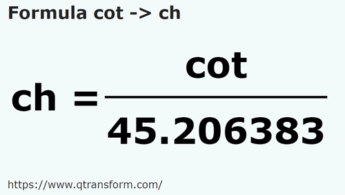 formula Codos a Cadenas - cot a ch
