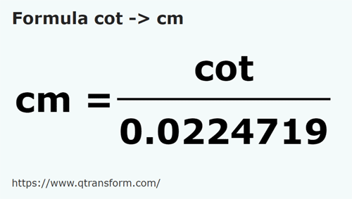 formula Локоть в сантиметр - cot в cm