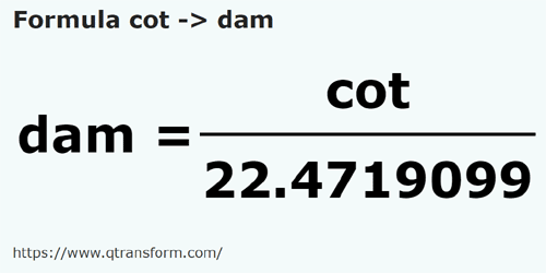 formula Cubits to Decameters - cot to dam