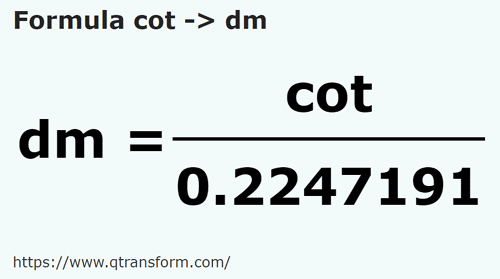 formula łokcie na Decymetry - cot na dm