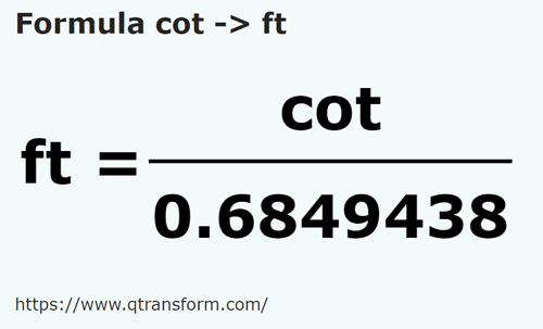 formula Локоть в фут - cot в ft