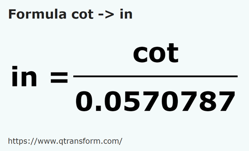 formula Cubits to Inches - cot to in